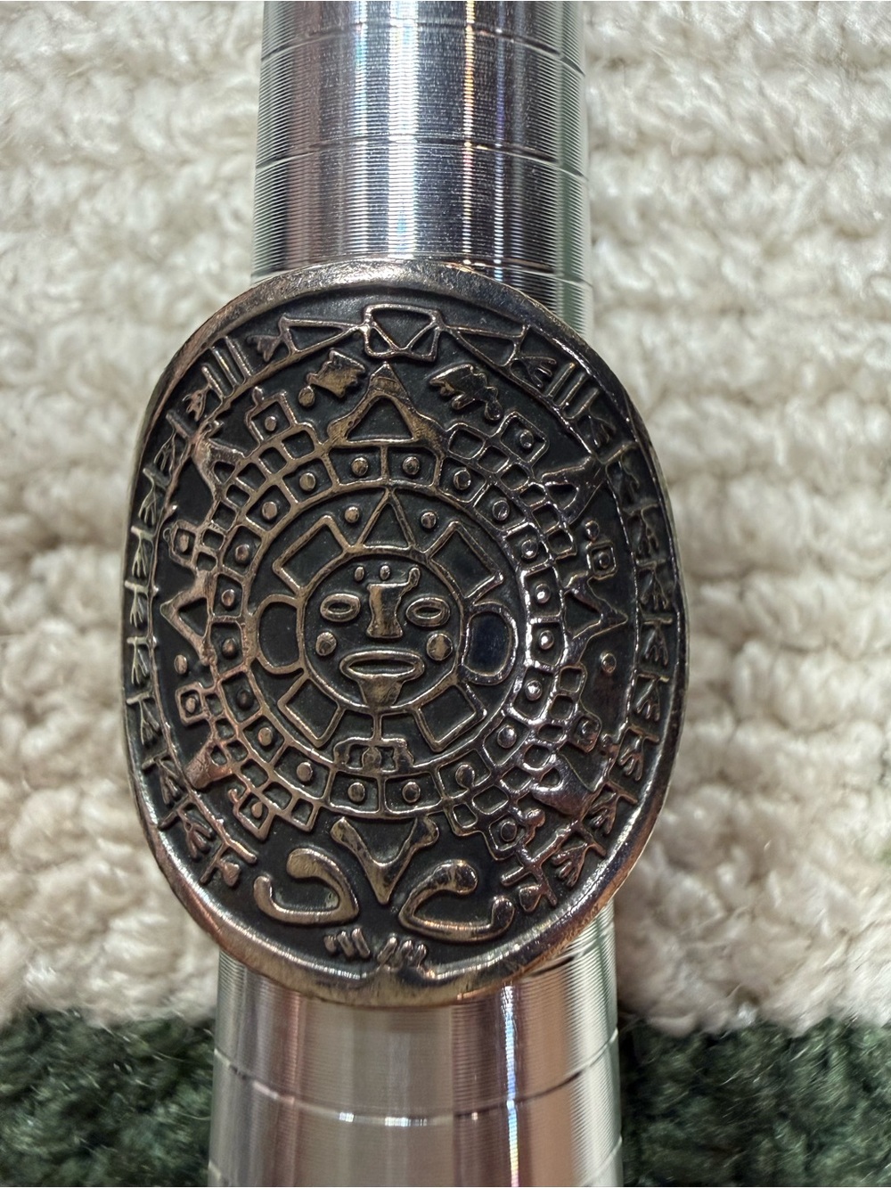 Mexican 925 Sterling Silver Aztec Calendar Sun Stone Ring Size 8.5